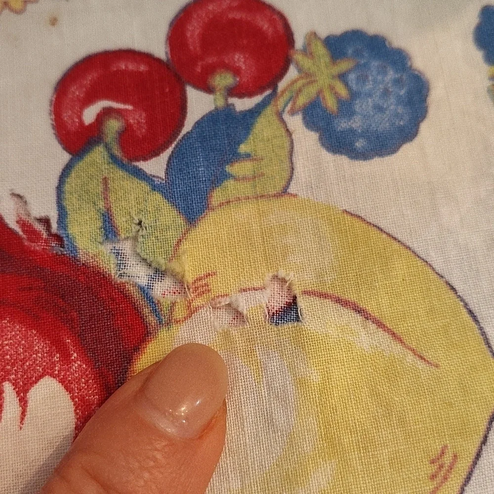 Vintage cloth napkin fruit and tulip print set of 3 12.5